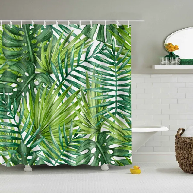 Shower curtain with nature motif