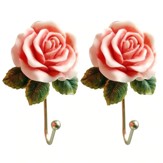 Decorative hooks with rose 2 pcs