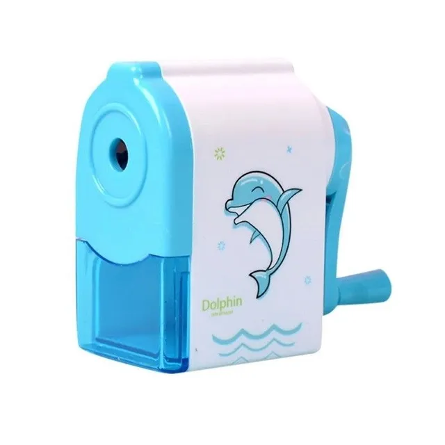 Baby hand sharpener with handle Blue sharpener for children with motif dolphin Mechanical pencil sharpener 7.5 x 5 cm