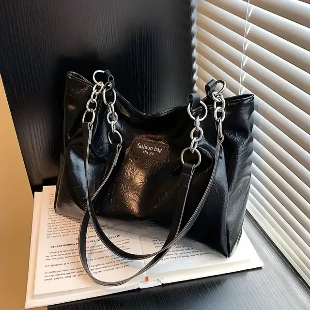 Dámske tote taška s listovými záplatami - štýlové a praktické pre prácu a školu
