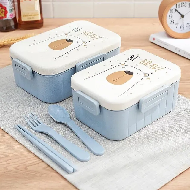 Bento food box with cutlery