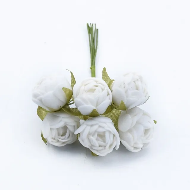 Set of 6 small artificial flowers in different colours