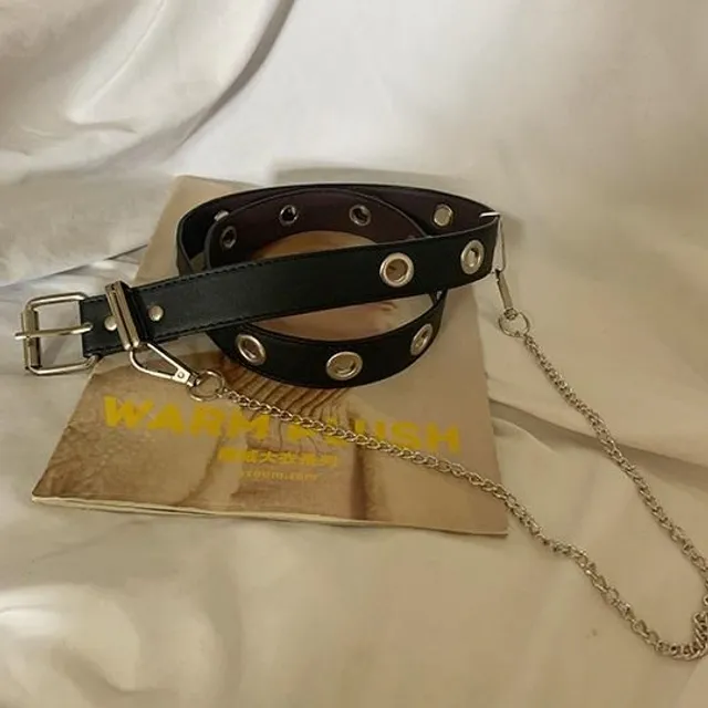 Black E Girl Pu Leather Belt + Small Chain Belt Bag