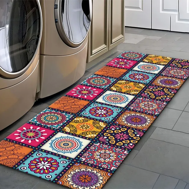 Moroccan ethno carpet for floor | Non-slip modern kitchen mat