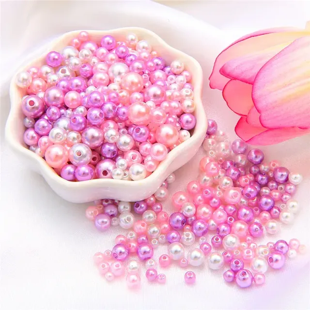 150pcs/Packaging Mix Sizes 3/4/5/6/8mm Beads With Hole Colorful Pearls Round acrylic Imitation Pearl DIY For Jewelry &amp; Handmade Work