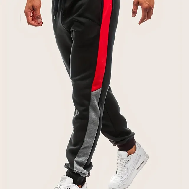 Pantalon de jogging pour homme léger à rayures avec poches latérales et cordon de serrage, Printemps/Automne