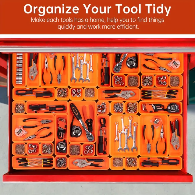 Organizer for toolbox 45 pcs: SUCCESSFUL SETTING for screws, nuts, tools and small parts - orange