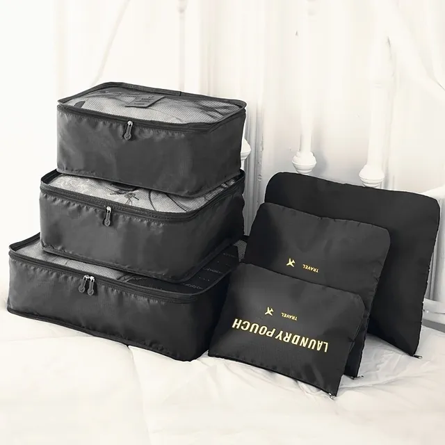 6pcs Travel organizers in the trunk - clothing wrappers, foldable bags, shoe bag, lingerie pocket