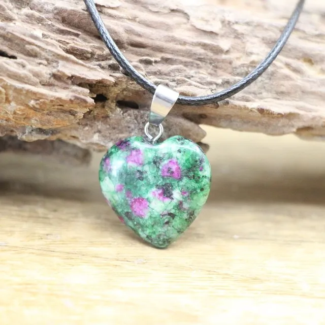 Beautiful necklace with heart-shaped pendant made of mineral with healing effects of Orcha