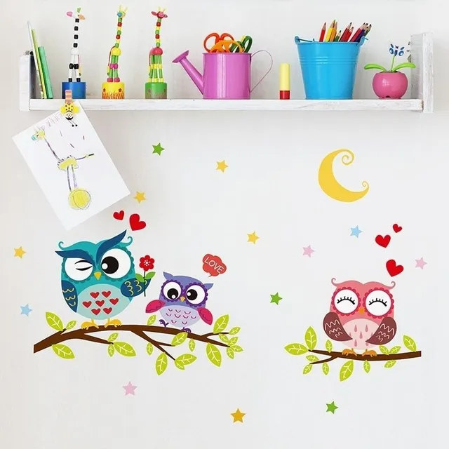 Cute stickers on the wall of Owl