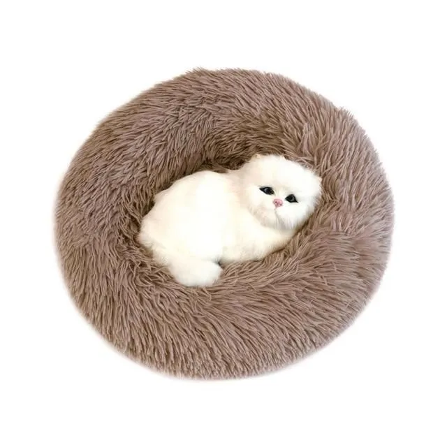 Chlupatý pelíšek pro psy a kočky khaki 40cm-2kg-sleep