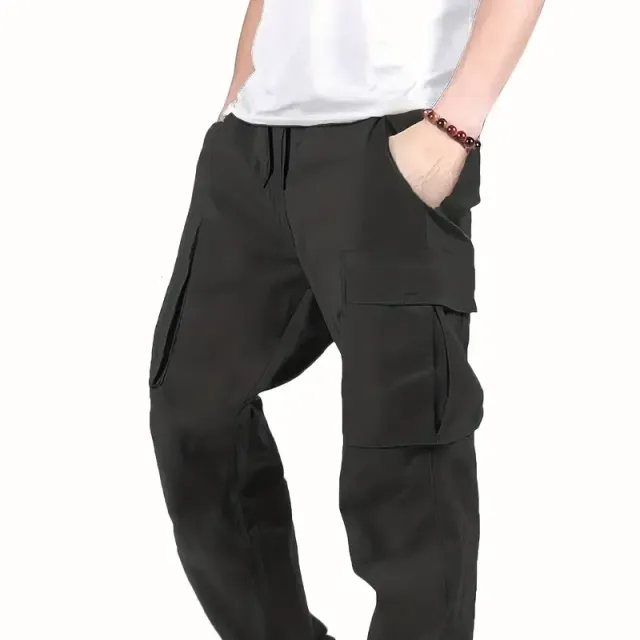 Men's cargo pants made of cotton, comfortable cut, straight pants, multifunctional pockets, ideal for outdoors and free