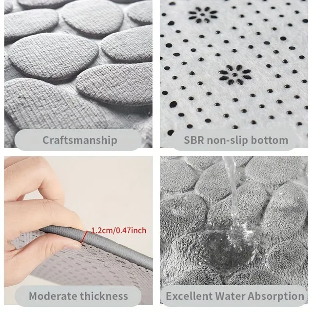 Bathroom mat tiles - rounded corners, soft, anti-slip, fast-drying, absorb water, for household use, bathroom, bath mat, bathroom accessories, bathroom decorations