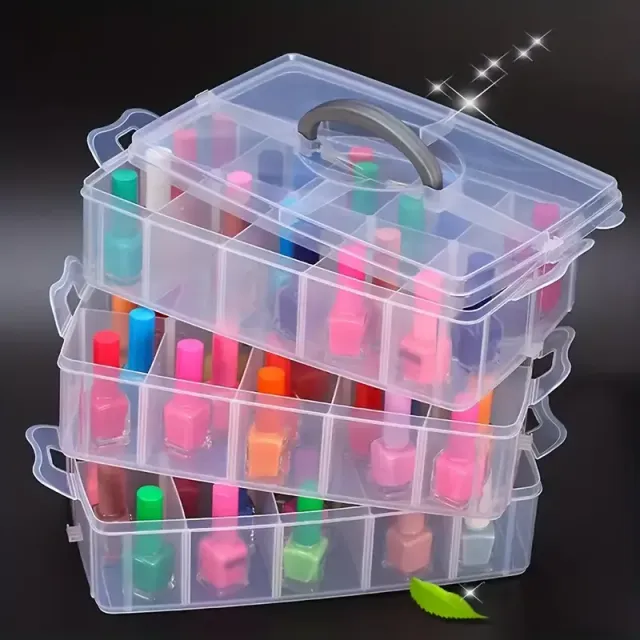 1pc 3-Tier 18-Grid Transparent Adjustable Foldable Plastic Storage Box for Organization Toys, Jewels &amp; Accessories