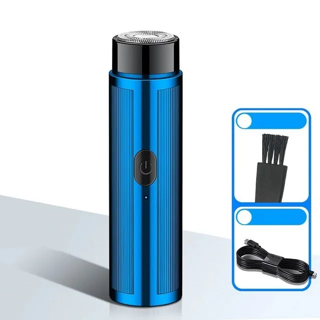 Petit rasoir électrique pour hommes et femmes - Rasoir portable à tête rotative en acier inoxydable, rasoir de voyage rechargeable avec indicateur de batterie 9,2 x 2,2 cm