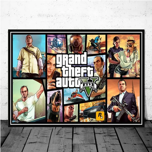Wall poster with characters from Grand Theft Auto 19 21cmX30cmA4