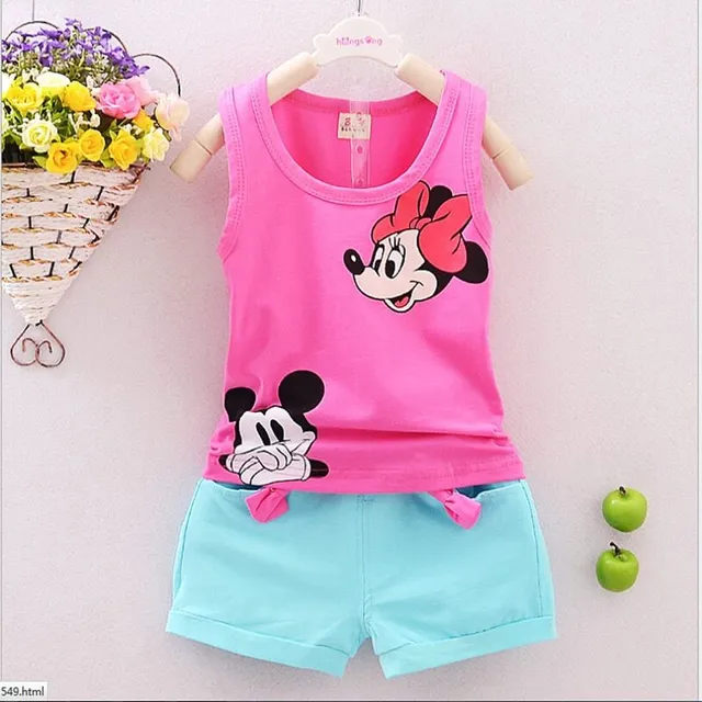 Girls cute summer set with a print of a popular animated couple - tank top + shorts