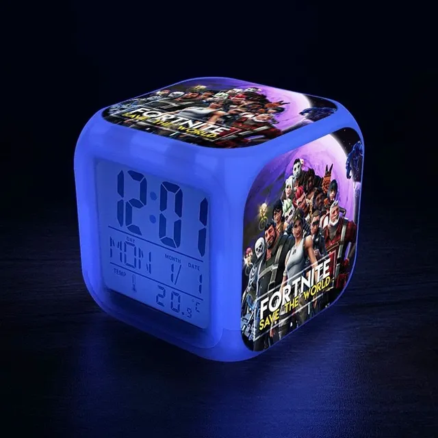 Original luminous alarm clock with Fortnite computer game motif 06-no-box