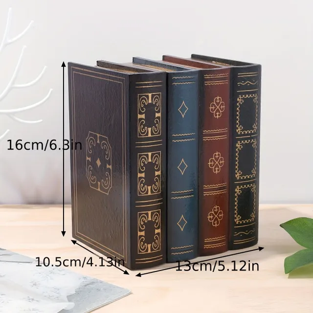 1pc Wooden storage box in retro style in book shape