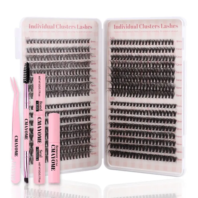 Artificial eyelash kit for home application with long-lasting adhesive and applicator
