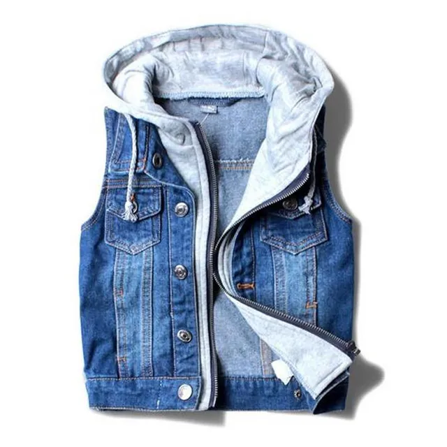 Children's denim vest with hood