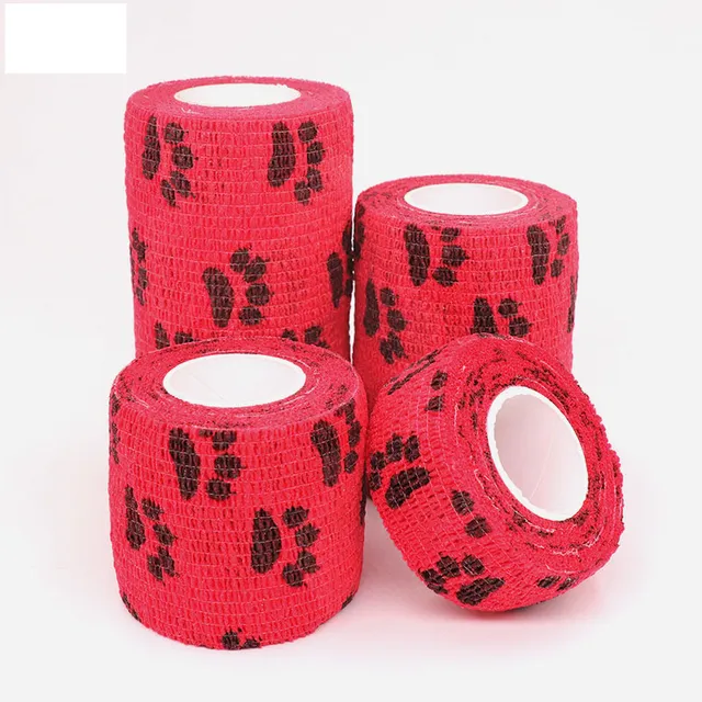 Self-adhesive elastic bandage with printing 17-dog-claw-red l