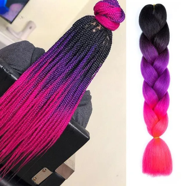 Multicoloured kanekalon hair in braids - multiple colours