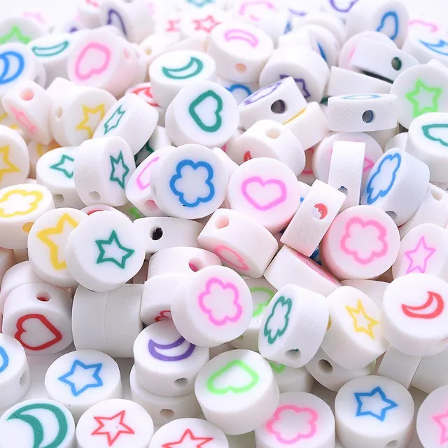 Girls coloured beads for stringing - various motifs - 100 pcs