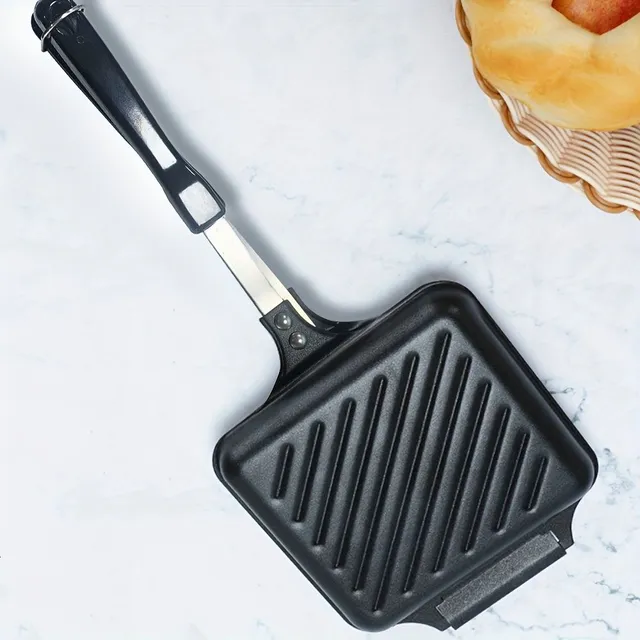 Universal sandwich toaster - gas and induction, with non-sticky plates, removable swivelling pan, for household, outdoor use, camping