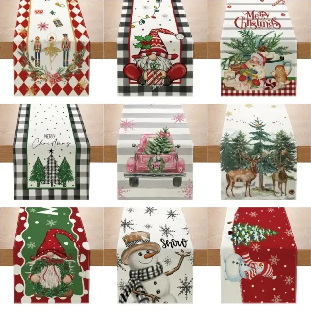 Stylish tablecloth with Christmas design to decorate the table at home