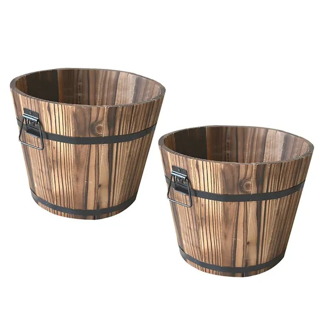 Wooden flower pot 2 pcs