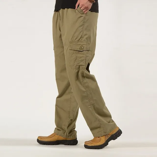 Men's leisure long trousers with cargo pockets