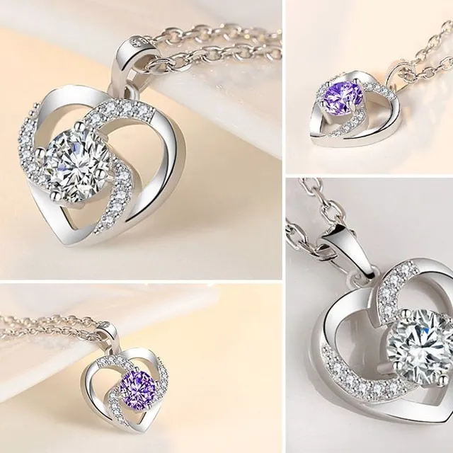 Luxury silver necklace with crystal heart