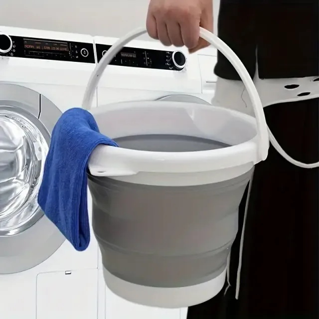 Universal folding bucket made of durable polypropylene with handle - ideal for washing cars, camping