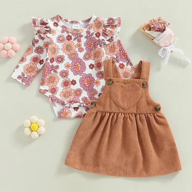 Children's Autumn Overal with long sleeve and rusty skirt with lacquer for newborns and toddlers