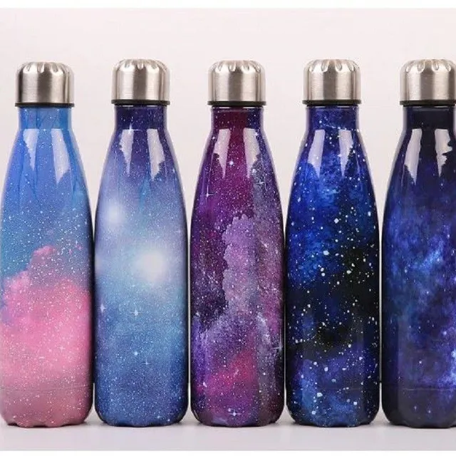 Stainless steel travel bottle with the theme of the universe