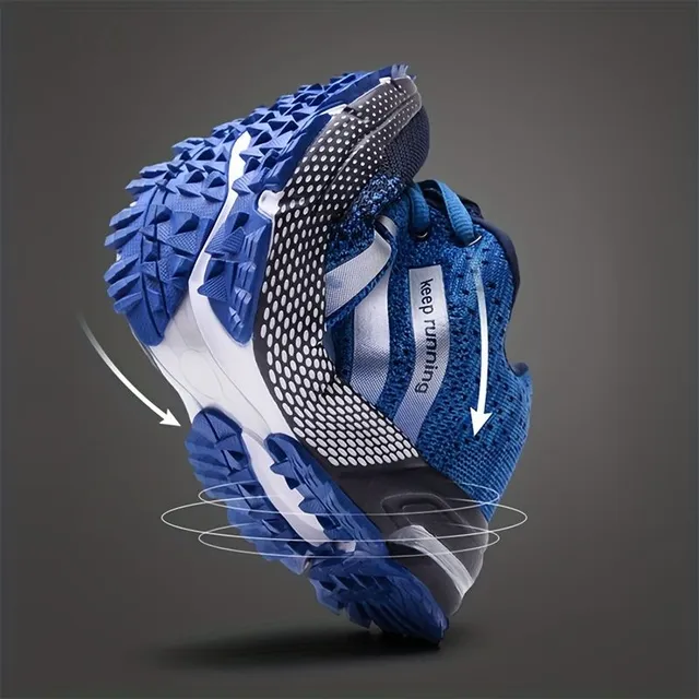 Men's striped breathable lace meshed sneakers in various colors, light running shoes and outdoor activities