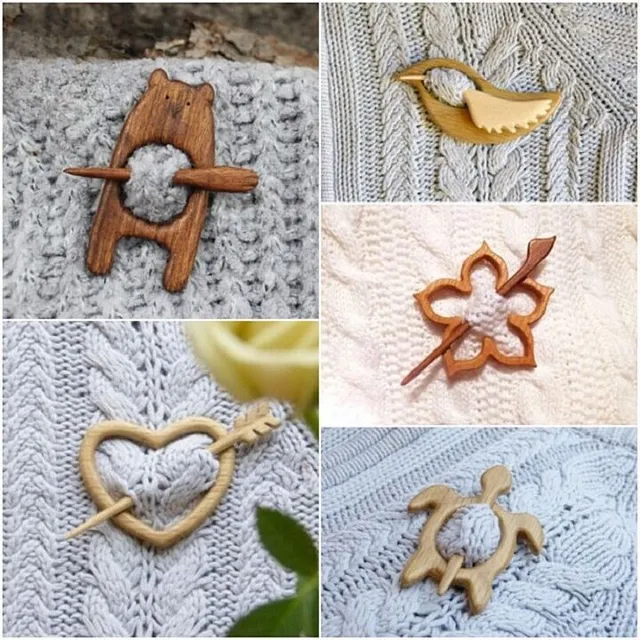 Stylish wooden brooch suitable for sweaters - several different versions of Kelechi