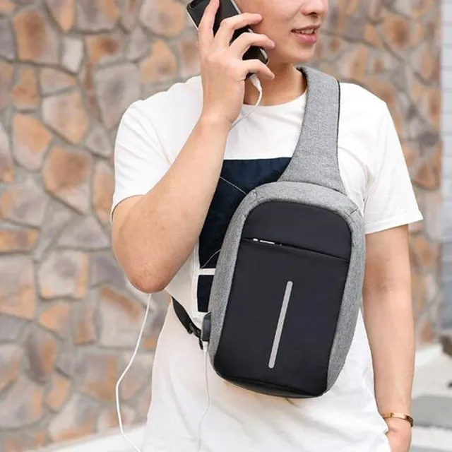 Stylish men's travel bag over USB shoulder