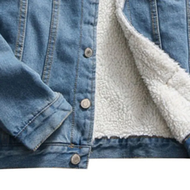 Dámská denim sherpa Jaqueta