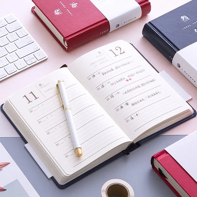 Original modern monochrome minimalist diary for three years with rubber band - more colors