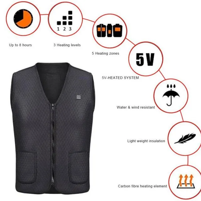 Electric 5V USB heated vest, M-XXXL