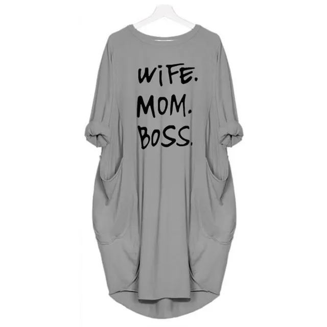 Rochie stilată tip tricou WIFE MOM BOSS