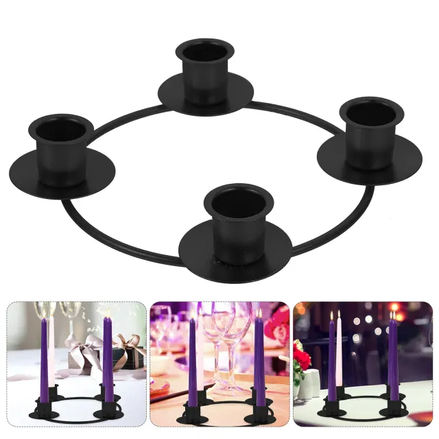 Christmas Advent candle stand on circular metal pillar