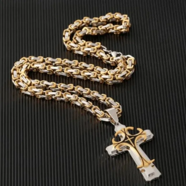 Men's stainless steel chain with cross