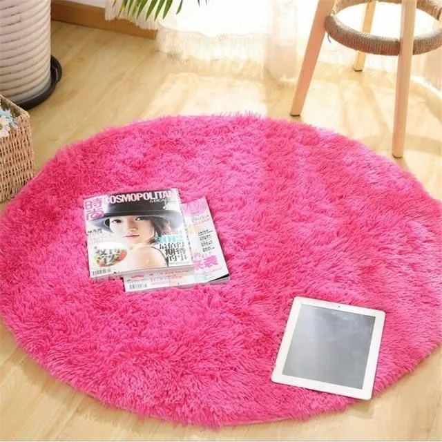 Kulatý huňatý koberec rose-red-2 60x60cm
