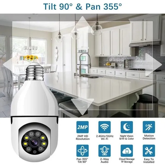 Camera de supraveghere cu bec LED Wi-Fi