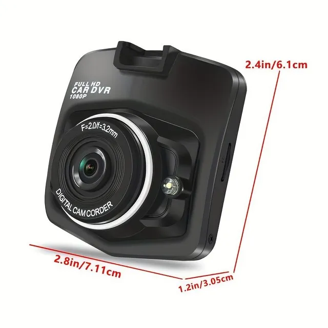 Onboard car camera with 32GB memory card - Wide-angle Full HD 1080P driving recorder with night vision and motion detection