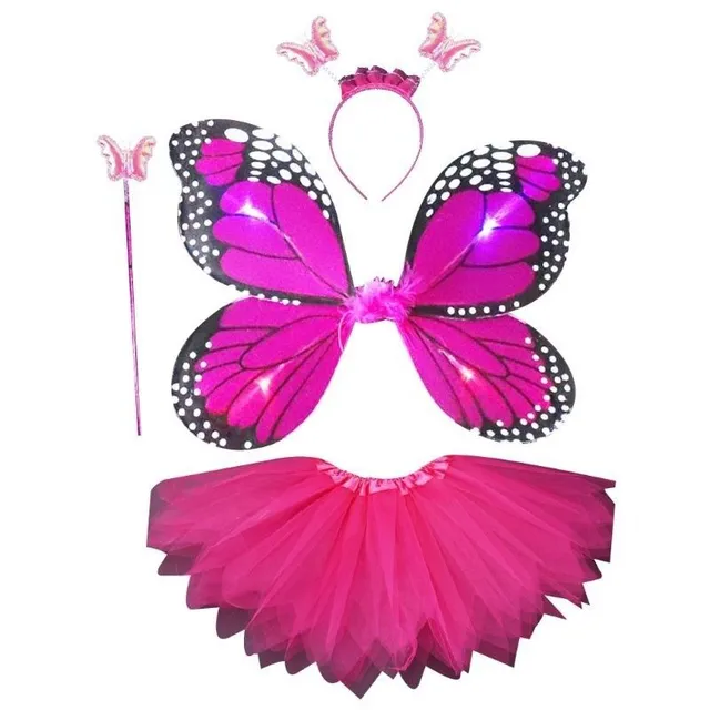 Children's glowing butterfly wing costume with skirt