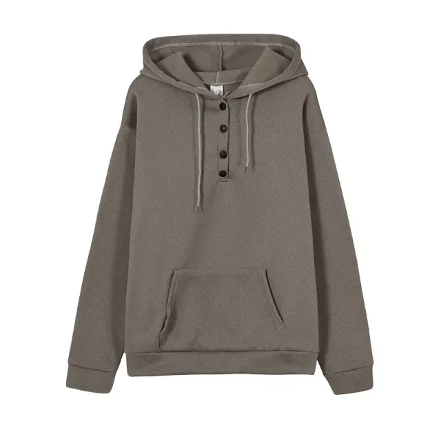 Fashion trendy sweatshirt for women with long sleeves, free, button-on and hooded